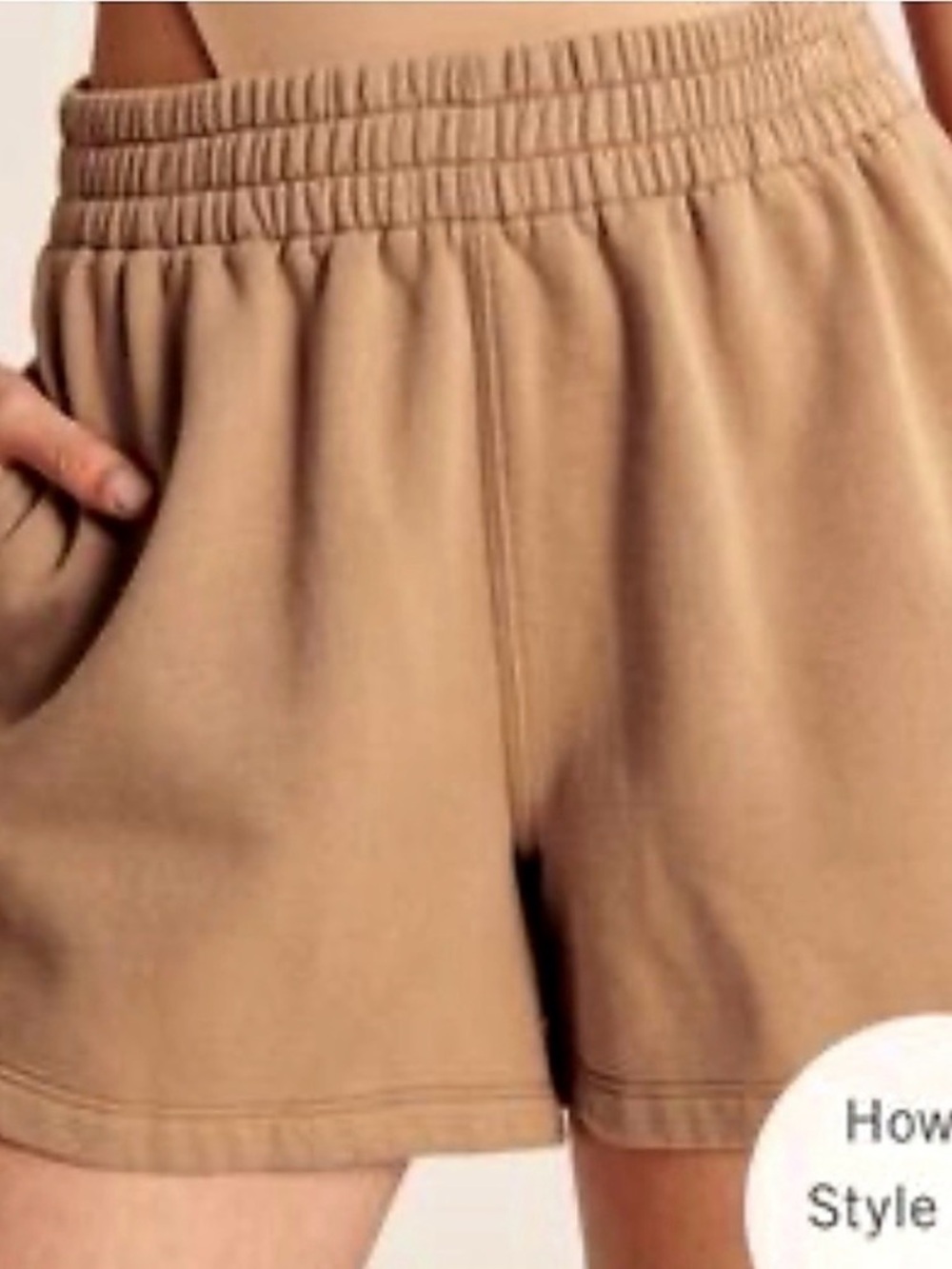 Abercrombie & Fitch Tan Elastic-Waist Athletic Shorts